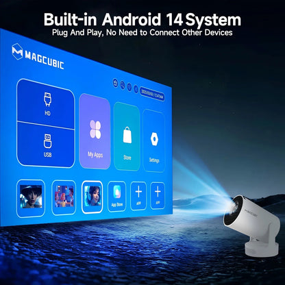 Magcubic HY300 Pro + Projector 8K 720P With 5W Speaker Android 14 8000 Lumens WiFi 6 BT5.4 Outdoor Video Home Theater Projector